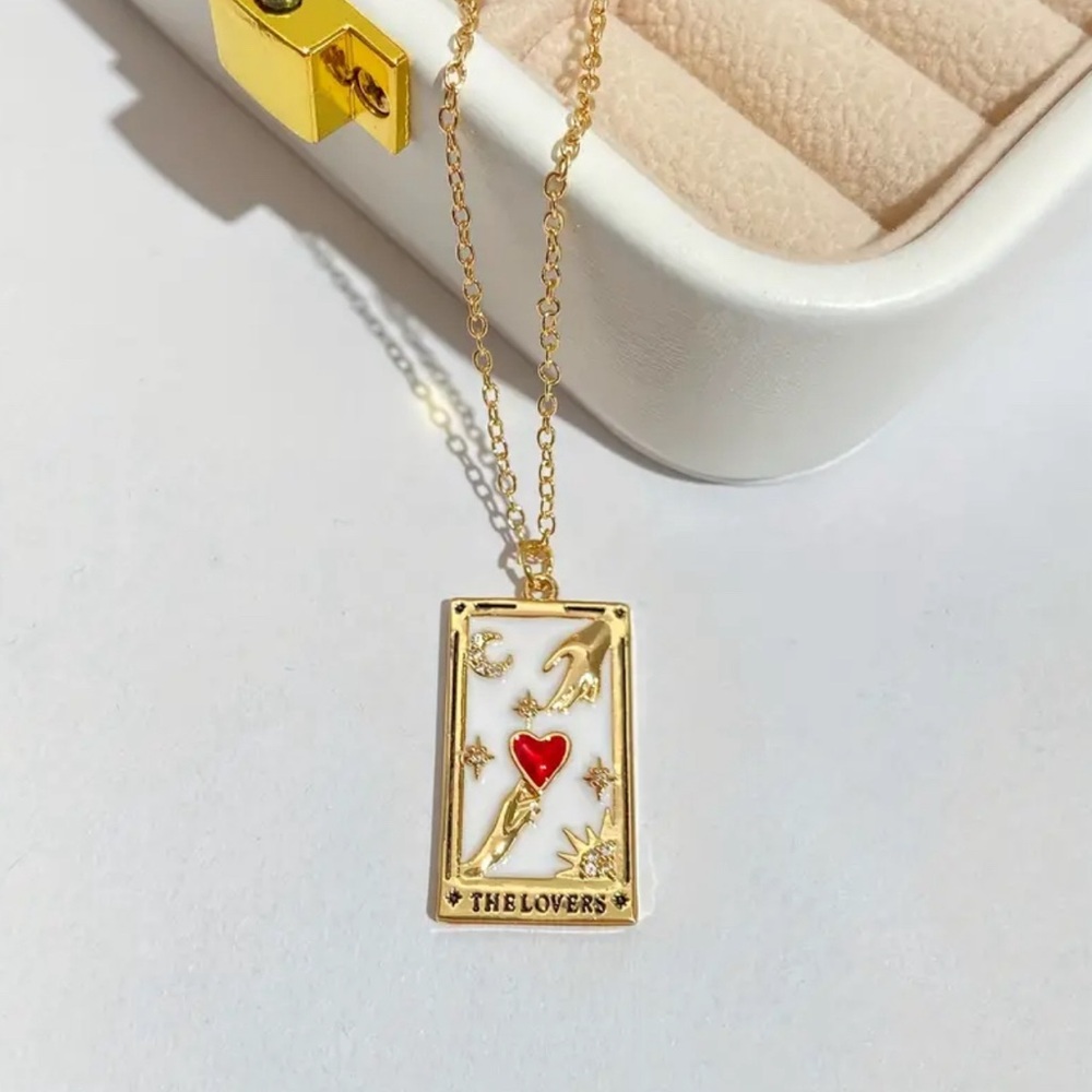 Tarot Cards necklace with rhinestones boho chic pendant with chain boho chic